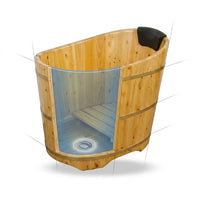 34 Inches Small Handcrafted Free Standing Wooden Bathtub, Portable Deep Soaking Tub for Relaxation, Natural Cedar Wood, Ideal for Home Spas and Bathroom Renovations, Perfect Hot Tub Option — How It Works
