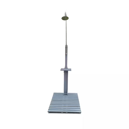 Wooden Outdoor Garden Pool Shower with Chassis Board, for Swimming Pool, Patio, Terrace, Garden, Gray