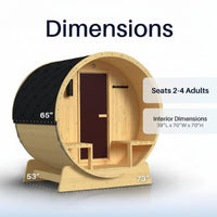 Outdoor Indoor Finland Pine Wet Dry Barrel Sauna 3-5 Person Front Porch Canopy 4.5 Kw ETL Certified Bitumen Shingle Roof