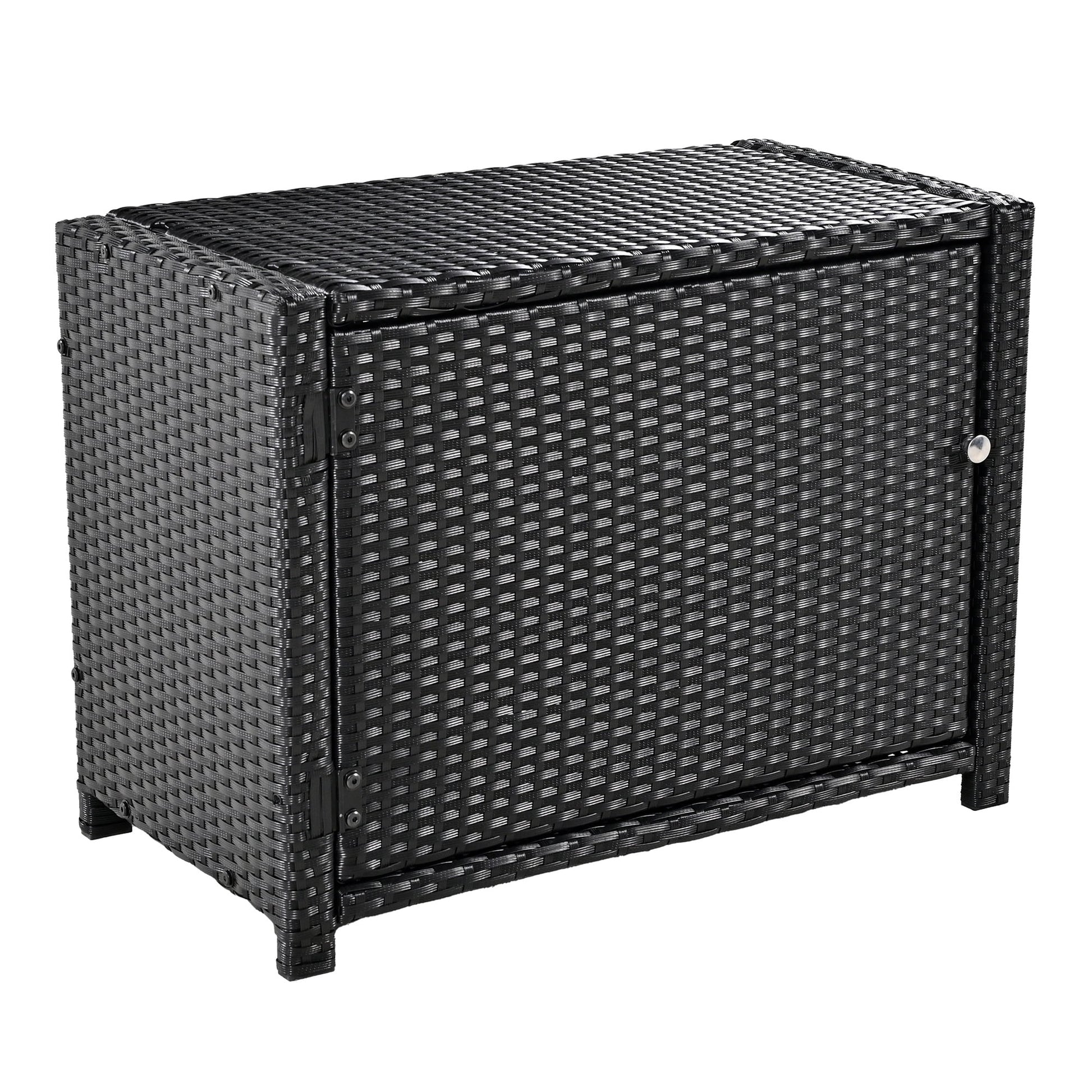Spa Surround Furniture for Hot Tub, 74'' Hot Tub Accessories Patio Spa Frame, Rattan Sectional Sofa for Outdoor Spa with Wood Bench, Cushioned Loveseat, Storage Cabinet, Gray