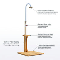 Outdoor Shower Kit for Backyard, 7.2 Ftfreestanding outside Shower with Rotating Shower Head, Outdoor Pool Shower with Chassis Board for Poolside Beach Pool Spa,Wood — How It Works