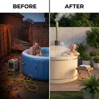 Wood Fired 4-Person to 5-Person 0-Jet Hot Tub and Ice Bath with Internal Stove Pine — Before & After
