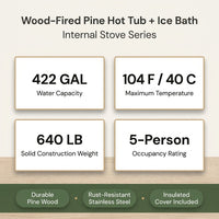 Wood Fired 4-Person to 5-Person 0-Jet Hot Tub and Ice Bath with Internal Stove Pine — Results & Stats