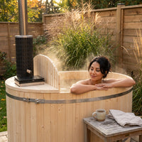 Wood Fired 4-Person to 5-Person 0-Jet Hot Tub and Ice Bath with Internal Stove Pine — Lifestyle