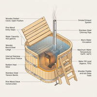 Wood Fired 4-Person to 5-Person 0-Jet Hot Tub and Ice Bath with Internal Stove Pine — How It Works