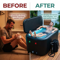 XXL Drop Stitch Ice Bath Tub for Recovery 216 Gal, Compatible with Water Chillers, Cold Plunge Tub with Insulated Lid, Multi-Layer Portable Bathtub for Cold Water Therapy(59In*32.2In*27In) — Before & After