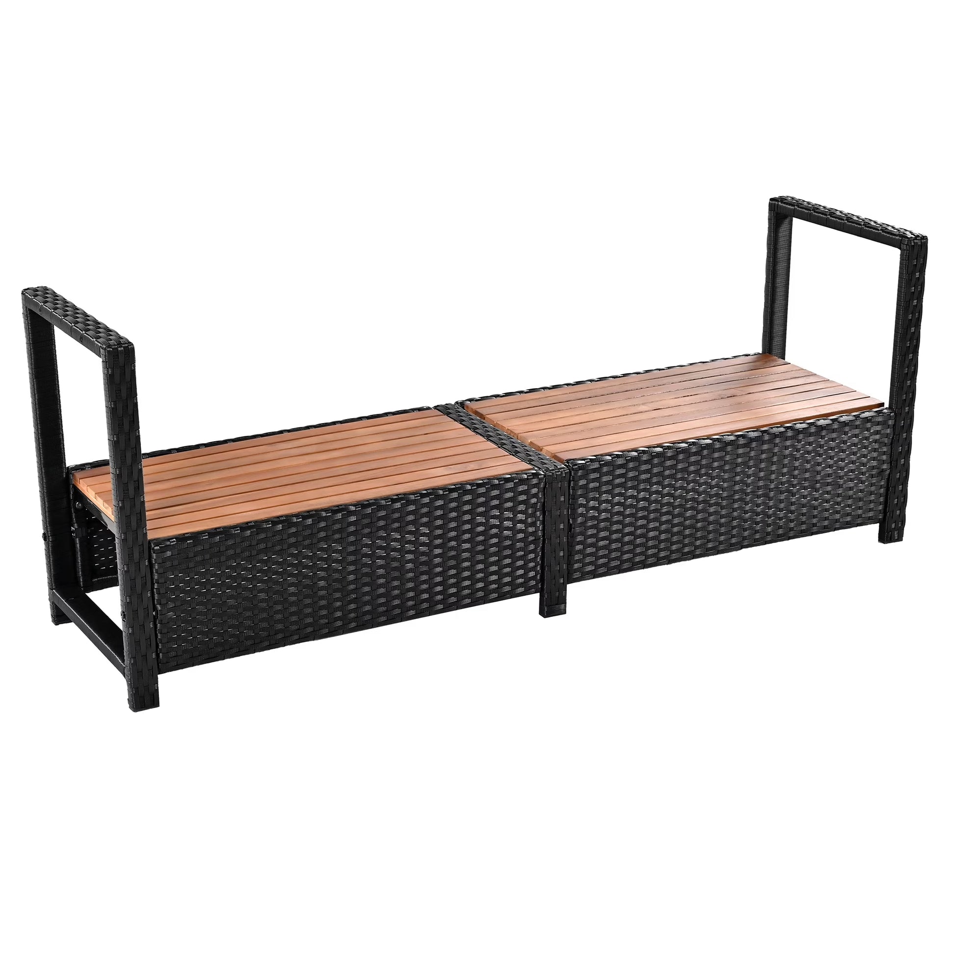 Spa Surround Furniture for Hot Tub, 74'' Hot Tub Accessories Patio Spa Frame, Rattan Sectional Sofa for Outdoor Spa with Wood Bench, Cushioned Loveseat, Storage Cabinet, Gray